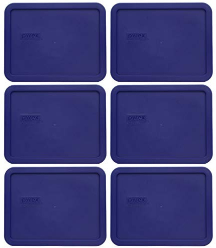 Pyrex 7211-PC Navy Blue Plastic Rectangle Replacement Storage Lids - 6 Pack