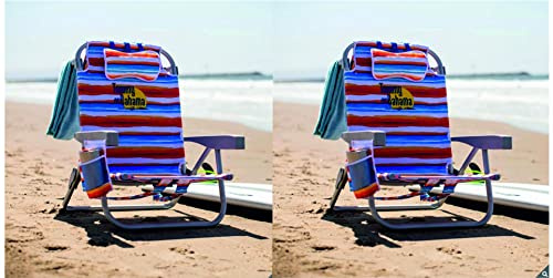 Tecnolife 2000998 Strandstühle mit Griffen, faltbar, Typ Tommy Bahamas, 2 Stück, Grün/Streifen