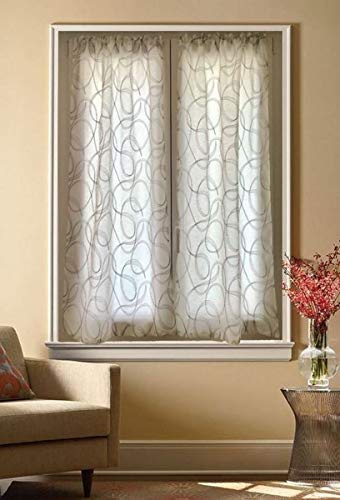 mauro Coppia Tendine per Finestra e Porta a Vetro Larghezza 60-80 cm-Tende su Misura-art.tebe (A - grigio 60x150 cm)