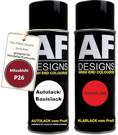 Alex Flittner Designs Spraydose Set für Mitsubishi P26 Red Metallic | Spraydosen Set geeignet Für MITSUBISHI