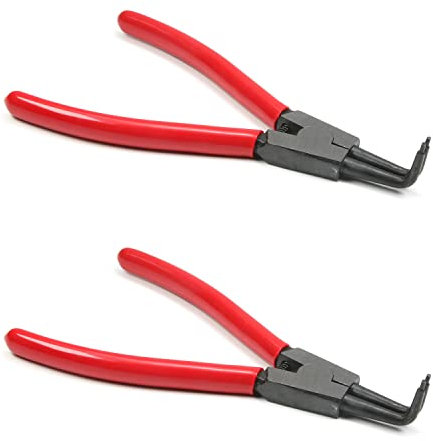 Utoolmart Sicherungsringzange 7 Zoll 45 Stahl mit PVC-Griff Aussen Sprengringzange Gebogene Backen Retainer Ringzange Sicherungsring Zange Sicherungsclip Zange Solide Feder Entfernung Werkzeug 2pcs