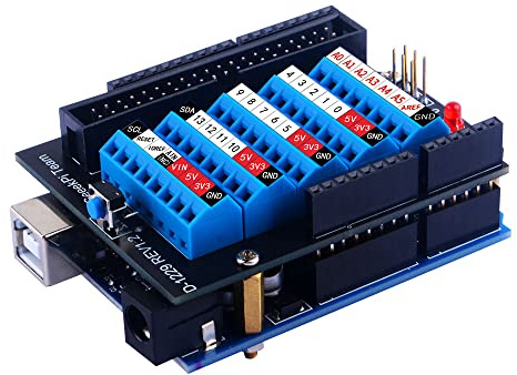 GeeekPi Arduino Screw Terminal Hat para Arduino UNO, GPIO Screw Terminal Block Breakout módulo con Horn Socket Connector, placa de expansión GPIO Breakout para Arduino UNO