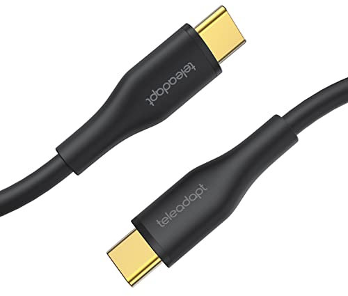 Teleadapt USB C to USB C Cable, Ultra-Soft Silicone USB to USB C Cable (6FT/1.8M), 60W PD Fast Charging Cord for Galaxy S21, MacBook Pro 2020, iPad Pro 2020, iPad Air 4, iPad Mini 6, Switch (Black)