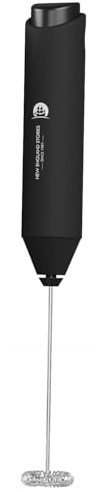 Powerful Milk Frother Wand - Mini Handheld Milk Frother with Stainless Steel Whisk - Battery-Powered Drink Mixer for Coffee, Lattes, Cappuccinos, Matcha - Coffee Enthusiasts Gift - Black