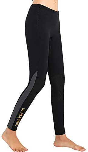 Wetsuit Pant Neoprene Pants for Women Men 3MM Snorkeling Scuba Long Pant Leggings, 2MM 1.5MM Diving Swim Tights Pants Wetsuits Shorts Sun Protection for Surfing Cold (3MM Black Women, Small)