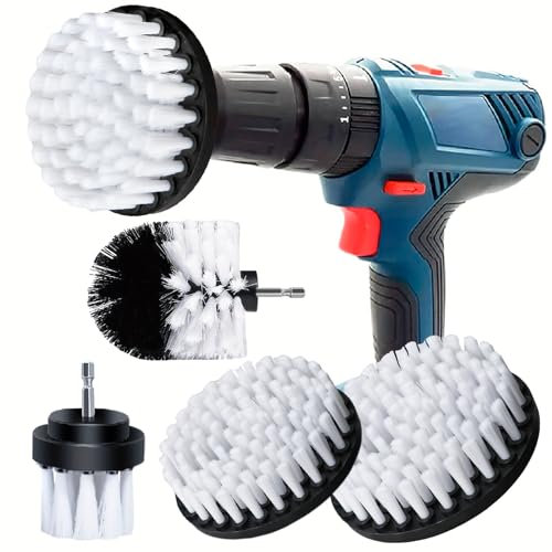 BOZKAA Lot de 4 brosses pour perceuse-visseuse sans fil 2, 3,5, 4, 5, kit de brosse de nettoyage Power Scrubber pour jantes, cuisine, voiture