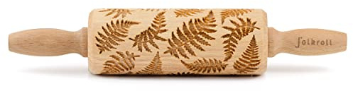 Folkroll Teigrolle Farn, junior, 23 cm, Nudelholz, Prägerolle, Muster, Motiv, Rolle, Buchenholz, 337059