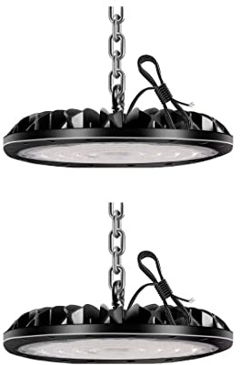 bapro 2x 300W 30000LM UFO Lámpara Alta Bahía, 6500K Blanco Frío LED Salón Proyector Lámpara Taller, Impermeable IP65 Iluminación Comercial Bahía Luces para Almacén, Garaje Fábrica, Taller