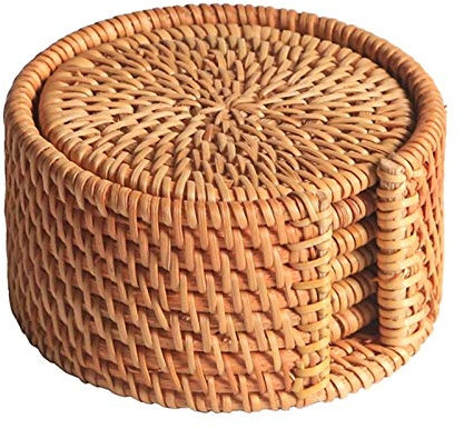 RTHGTFQD Manteles Individuales 6 unids/Bebidas Posavasadores for Kungfu Accesorios de té Redondo vajilla placamat Plato Alfombra de ratán Tejido Taza Alfombra de Estera diámetro 8 cm