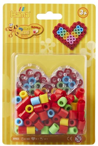 Hama – Blister Perles à Repasser Maxi cœur – 100 Perles 10 mm – Plaque cœur Transparente – Loisirs créatifs Enfants dès 3 Ans