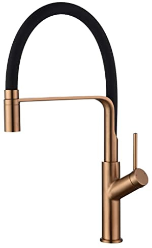 MIce - Grifo de cocina monomando para fregadero - flexible - elegante y resistente - Griferia para fregadero - Serie SENA Oro Rosa Cepillado - GCE022/ORC