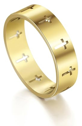 SIPURIS Kreuzring für Männer Frauen Christliche Kreuz Ringe Spinner Edelstahl Herrn Gebet Angst Ring Religiöse Hochzeit Statement Stapelbare Bandringe