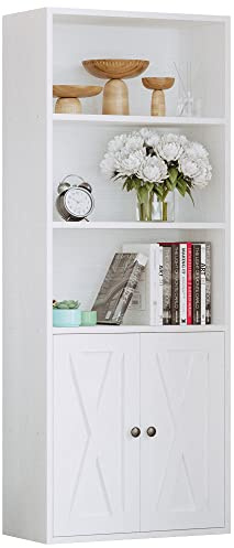 IRONCK Industrial Bookshelves and Bookcases with Doors 11.8 in Depth Floor Standing 5 Shelf Display Storage Shelves Bookcase Home Decor Furniture for Home, Office, Living Room, Bedroom