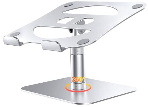 Lucrave Laptop Ständer, Teleskop 360 Drehung Höhe einstellbar Ergonomische Aluminium Computer Stand Halter für Schreibtisch, Kompatibel mit MacBook Air Pro, Dell, Samsung 11-17 Silber