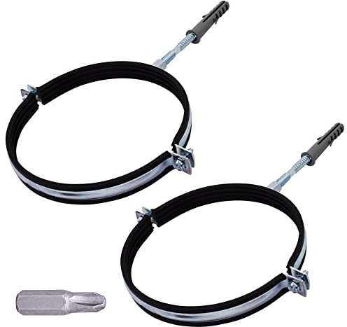 SKIR'CO (2 piezas) Soportes de tubería con revestimiento de goma para tubos de 150 mm, soportes de tubería para montaje en pared y techo, abrazaderas de tubería