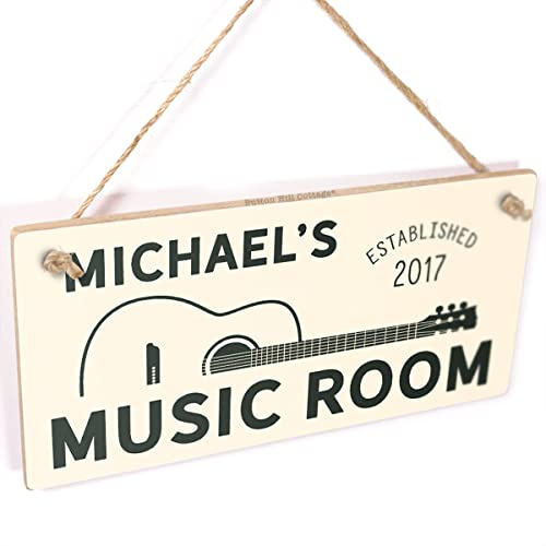 Personalised Music Room Sign, Guitar Decor | Music room décor with name and established year