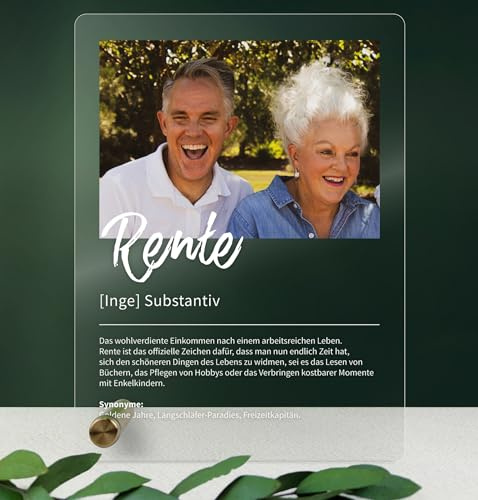 Rente Geschenke - Foto Acryl Tafel - Personalisierte Geschenke, Rente Deko, Ruhestand Geschenk, Geschenk Rente, Geschenke Für Rentenbeginn, Renteneintritt Geschenk, Rente 2023, Ruhestand Geschenk