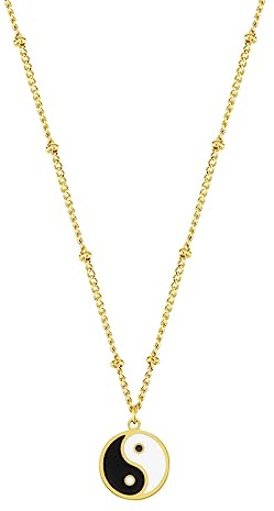 Happiness Boutique Damen Kette mit Yin Yang Anhänger | Wasserfeste Halskette mit Yin und Yang Symbol | Kugelkette mit Anhänger in Gold - Rosegold, Silber | Talisman Symbolischer Schmuck