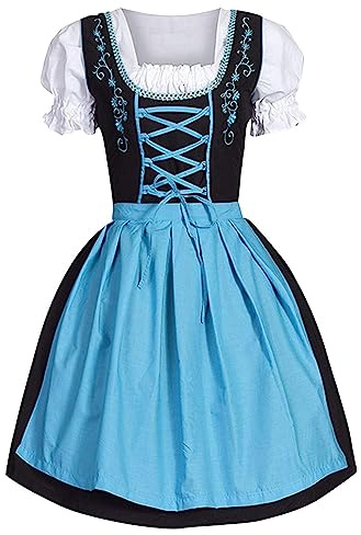 Dirndl Damen Midi - Trachtenkleid Grosse Grössen Dirndlkleid Trachten Kleid Schürze Dirndel Trachtenmode Dirndelkleider Dirndl & Dirndl-Sets für Frauen Mädchen Oktoberfest Outfit