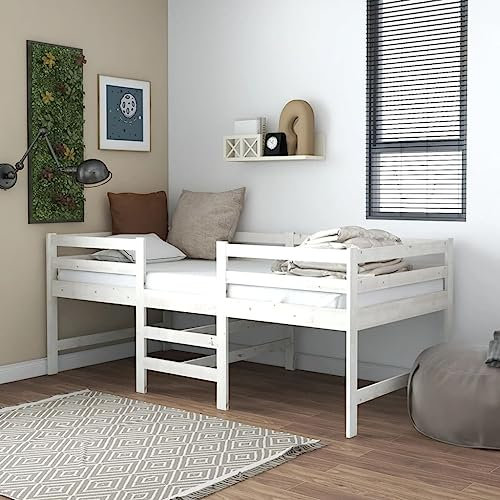 heybb Massivholzbett Weiß 90x200 cm Bettgestell Bed Frame Massivholzbett Bettrahmen Holzbett Bettgestell Massivholzbetten Kiefer 833096