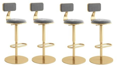Barhocker 4er Set - Drehbar Stehhocker, Drehbare Barhocker Verstellbaren Barhockern Aus Samt Mit Hoher Rückenlehne, Gepolsterte Moderne Barhocker, Barhocker, Stühle Für Esszimmer/Hausbar/Küche ( Color