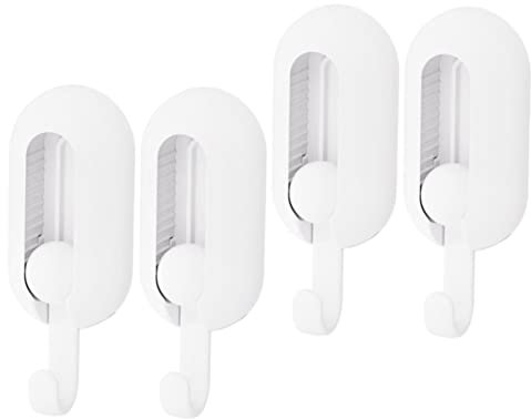 BUGUUYO 4 Stück drehbarer Universalhaken Handtuchhalter Laternenaufhänger zur Wandmontage Wandhaken selbstklebende Kleiderhaken Pflanze anschließen Aufbewahrungshaken klebriger Haken Weiß