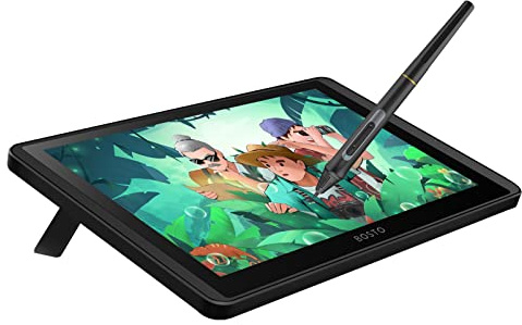 Sunydog 12HD-A H-IPS LCD-Grafiktablett-Monitor 11,6 Zoll Größe 1366 x 768 Display 8192 Druckstufe Passive Technologie mit Neigungsfunktion Unterstützt OS USB-betriebenes Zeichentablett mit