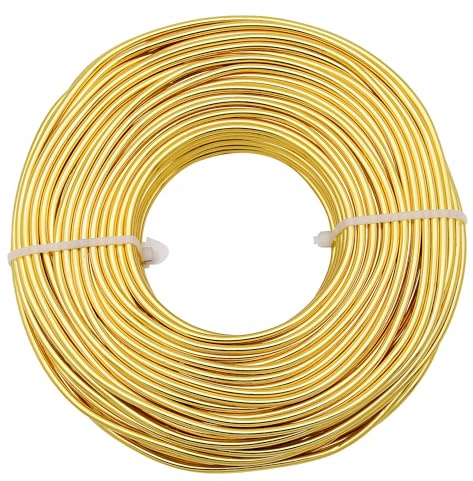 Uxney Aluminum Craft Wire,14 Gauge Gold Wire for Jewelry Making, DIY Crafts & Floral Design - Soft Bendable Metal Wire, Perfect Alternative to Copper Wire (100FT)