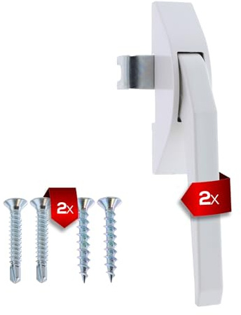 ToniTec 2x DDR Fenstergriff weiß klassischer umsteckbarer Hebelgriff DIN links rechts, inkl. Schraubenset