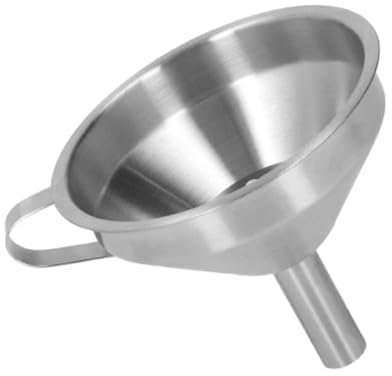 SDMAX Stainless Steel Kitchen Funnel For Filtering, Sturdy Handle, Easy To Clean, Convenient For Storage And Use, Lightweight, Ideal For Transferring Liquids (Silver, 14cm)