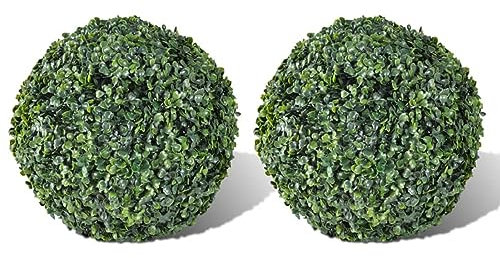 Somanki BuchsbaumKugeln 2 STK. Künstlich Formschnitt-Kugel, Buchsbaumkugel Künstlich, Kunstpflanze, Buchsbaum Schablone Kugel, Künstliche Pflanzen, 27 cm