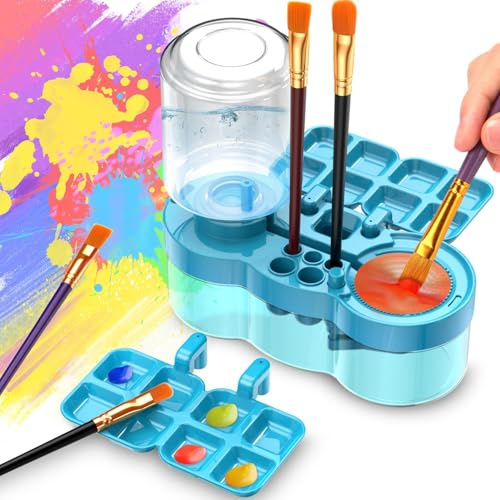 Brush Rinser, Paint Brush Cleaner Art Supplies, Water Cycle Rinser, Multifunctional Paint Brush Cleaner for Acrylic and Water-Based Paint Cleaning Tools (blue transparent)