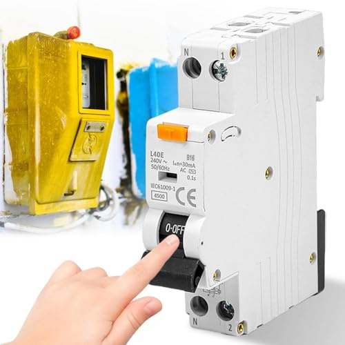 GOMETY FI/LS-Schalter, 30mA FI-Schalter B16 RCD-Geschützter Leistungsschalter 6kA 1P+N Typ A Fehlerstromschutzschalter mit RCBO Nennstrom 16A 230V, DIN-Schienen-Montage - Kurve B