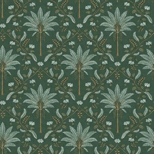 SOPHIE LAURENCE Palm Trellis Green Wallpaper for Bedroom Decor, Nature Inspired Wallpaper, Wall Paper Paste for Dining Room, Living Room Decor, 10m Wall Paper Roll for Interior Design