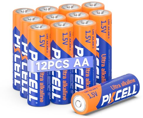 PKCELL Batterie AA LR06, 1,5 V, batterie usa e getta ad alte prestazioni, confezione da 12 batterie a doppia A per tastiere, orologi, giocattoli per bambini, telecomandi (durata 10 anni) x 12 pezzi