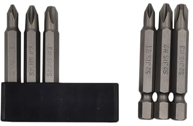 Lot de 6 embouts de tournevis JIS 50 mm avec pointe magnétique, tige hexagonale 1/4, alliage d'acier S2 et bande de rangement à 6 trous, parfaits pour motos, voitures, vélos et équipements japonais