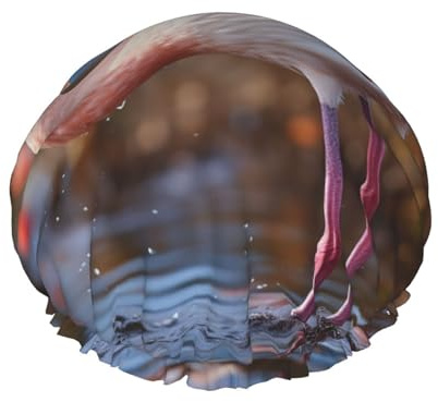 Doppelschichtige Duschhaube für Damen, Flamingo-Motiv, wiederverwendbar, geeignet für Baden, Spa, Rosa