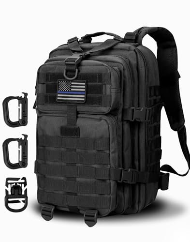 Hannibal Tactical 28L Militär Taktischer Rucksack US Cooper Rucksack Armee Assault Pack 3 Tage Bug Out Go Bag Trekking Wanderrucksack Black