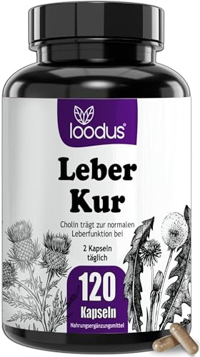 Leber-Kur Kapseln - Leber-Komplex Mariendistel Artischocke Löwenzahn Cholin | 120 Bitterstoffe Mariendistel Kapseln & Artischocken Kapseln hochdosiert & Löwenzahn mit Cholin für normale Leberfunktion