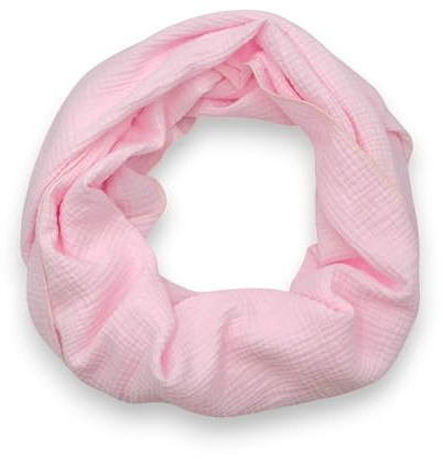 Ziona Musselin Loop Schal Damen aus 100% Baumwolle – Rundschal Made in Italy – Weiches Halstuch Gaze Stoff – Casual Stil – Frühling Sommer – ca. 97x38 cm – in vielen Farben erhältlich (Rosa)