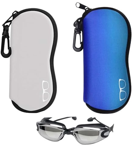 FORMVERSITY 2 Stück Schwimmbrillen Etui Brillenetui mit Karabiner, Schwimmbrillen Etui Tragbare Brillenetuis, Swimming Goggle Organizer für Männer und Frauen, Brillenetui Neopren Farbverlauf