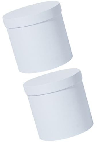 EPIGEIST Runde Papierblumenbox aus Pappe, Weiß, 2 Stück, Elegant | Selbstgemacht Dekoration, Aufbewahrungsbox und Blumenverpackung, für Weihnachten und Valentinstag, Zylindrische Form
