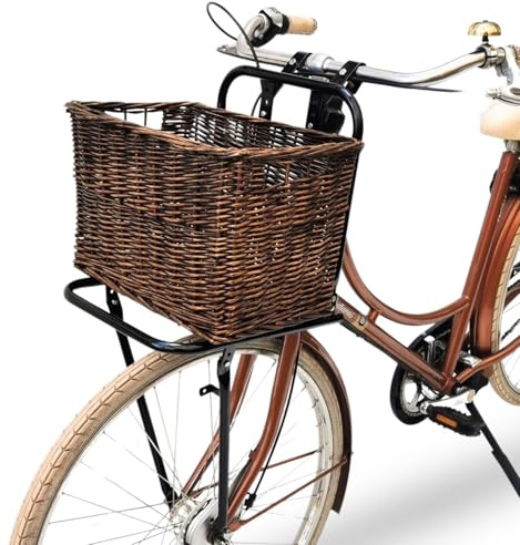 Porte-bagages avant - Red Loon - Porte-bagages universel en acier - Avec panier de vélo en rotin