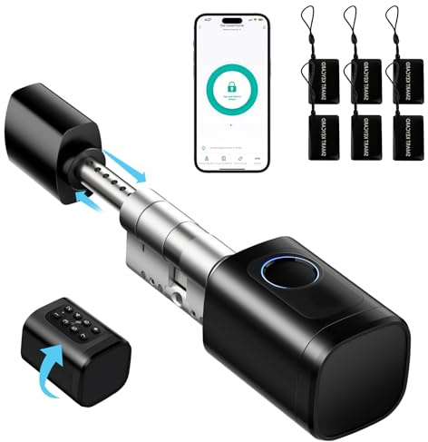 Serrure connectée, serrure électronique à empreinte digitale, longueur réglable Smart Lock, serrure électronique avec carte RFID, application, WiFi, Bluetooth, 60–90mm, accessoires de rallonge,noir