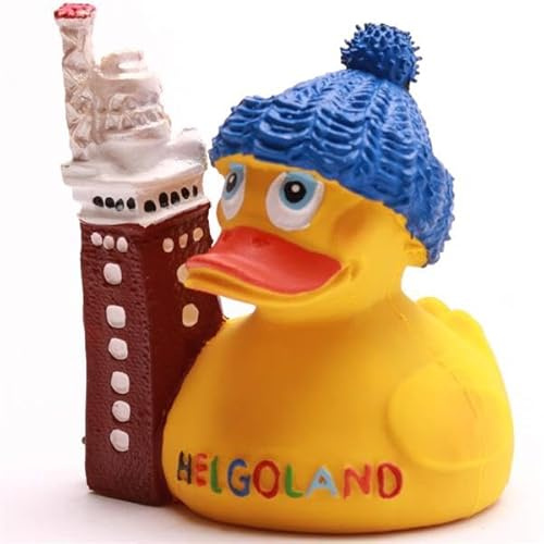 Duckshop I Badeente Helgoland I Quietscheente L 8cm I Quietscheentchen I Geschenk für Insel-Fans I Präsent Sammler