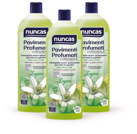 Nuncas Pavimenti Profumati Detergente Pavimenti, Zagara, Multipack, Confezione da 3 x 1 litri