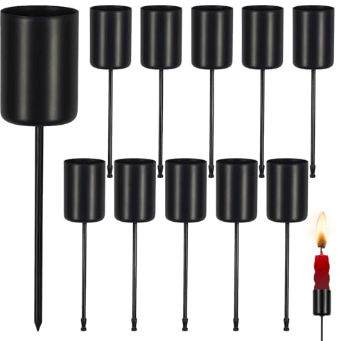 10 Stück Adventskranz Kerzenhalter Metall Schwarz, 2.5x11cm Stabkerze Kerzenständer, Kerzenständer Stabkerzen Schwarz mit Kurzem Dorn für Weihnachts und Tischdekorationen