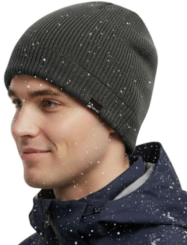 TOP-EX XL/XXL wasserdichte Merino Beanie Mütze Herren, Damen Wolle Wintermütze Warm Fleece Strickmuetze Atmungsaktive Outdoor Skimütze tx94609_Grau XXL