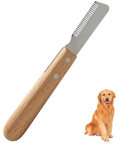 Dog Stripping Knife, Dog Shedding Tools, Professional Hand Stripping Tool for Dogs with Ergonomic Wooden Handle Dogs Brushes Comb for Grooming for Border Terrier Cat Horses Pet Coat Care (Right)