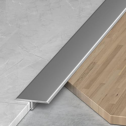 Floor Transition Strip for Doorways, Aluminum Floor Divider, Threshold Strip Metal T Molding Edge Trim Strip for Laminate Wood Tile Vinyl, Joining Flooring Gaps(Gray,15 mmx0.9 m)